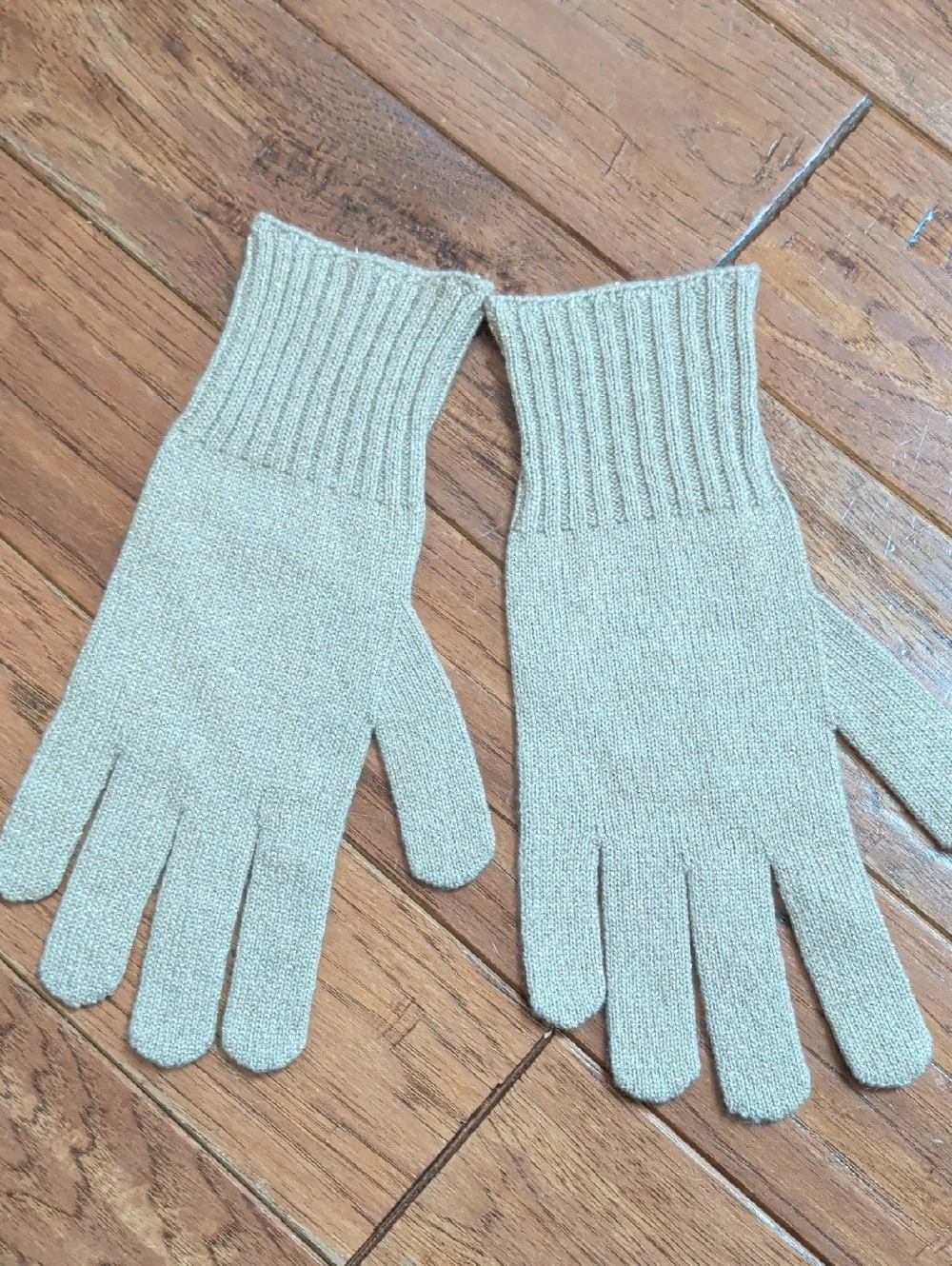 Armani Exchange Metallic Gold Shimmer Beige Knit Gloves